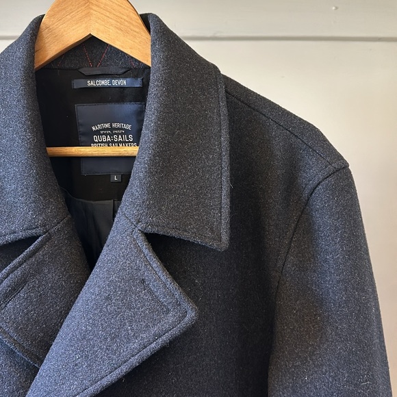 Quba & Co. British maritime heritage wool blend double breasted tailored peacoat - Picture 4 of 14